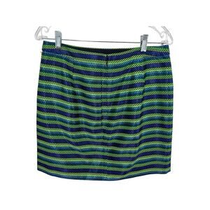 J.CREW Pleated Mini Skirt Blue Green Shiny Metallic Lined Textured 10 03990